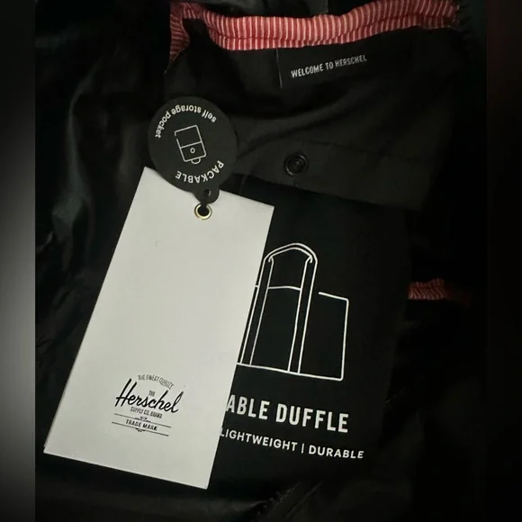 Herschel Self Folding Black Nylon Tote Bag - Picture 6 of 11
